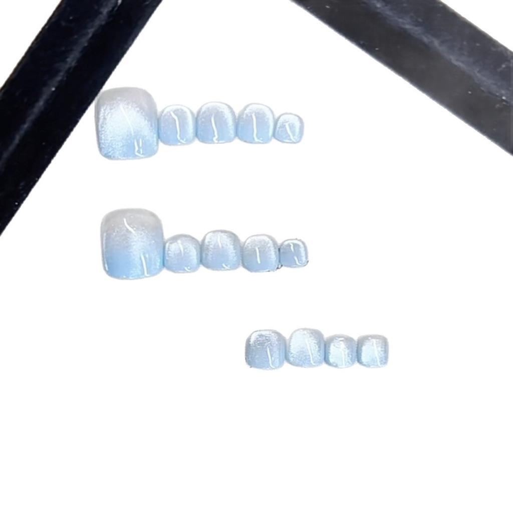 Pure Hand-wearing Armor, Fourteen Pieces of Blue Mudflat Temperament French Cat Eye Wear Nail Art Stickers