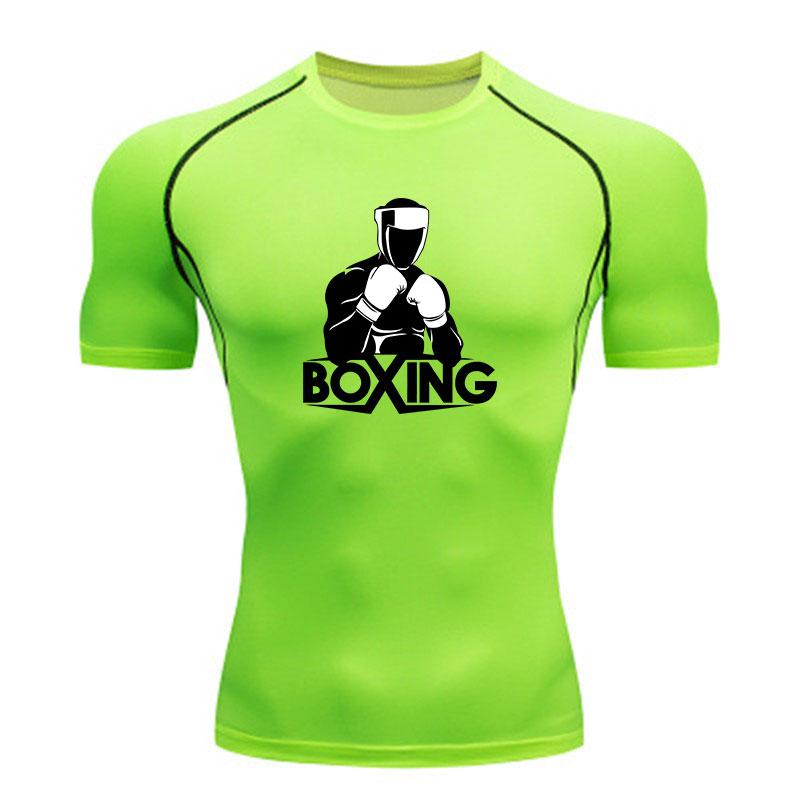 Men's Compression Boxing Graphic Workout T-Shirt, Quick Dry
