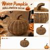 Cesto decorativo intrecciato a forma di zucca di Halloween per scrivania, centrotavola