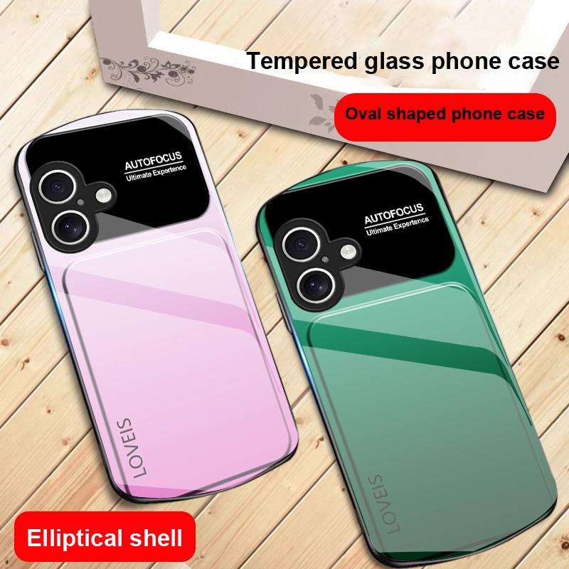 Połączenie fioletowo-niebieskie Dla iPhone 17 16 15 14 13 Plus 12 mini 11 Pro Max XR Xs Max X 7 8 6S 22 20 Eliptyczne szklane etui na telefon