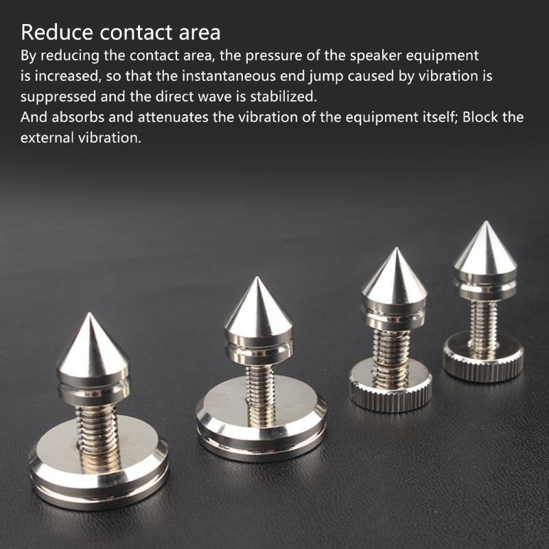 1Set Silver Metal Speaker Spikes Insulation Feet Enhances Sound In HiFi Systems Auditory Isolation Padsr