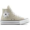 Converse Chuck Taylor All Star Lift Embroidered Floral Comfortable Versatile Durable High-Top Canvas Shoes Women Sneakers Gray Green A11825C