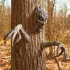Tree Bark Face and Claw Wall Decor Set Resin Sculpture Handmade Tree Trunk Style Hanging Decoration for Indoor Outdoor Use