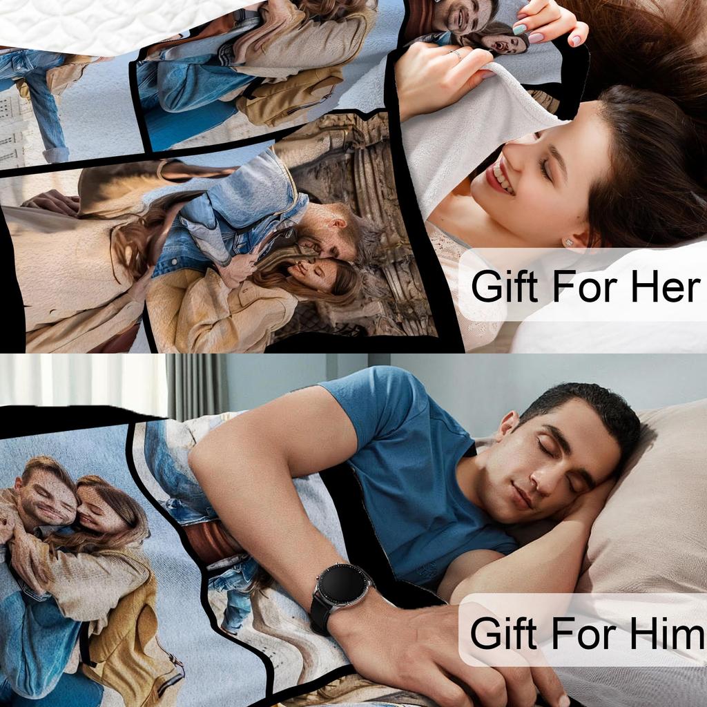 1pc Customized Blanket With Your Family Photo Warm Personalized Blankets for Lover Mom for Mothers' Day Fathers Bithday Gifts