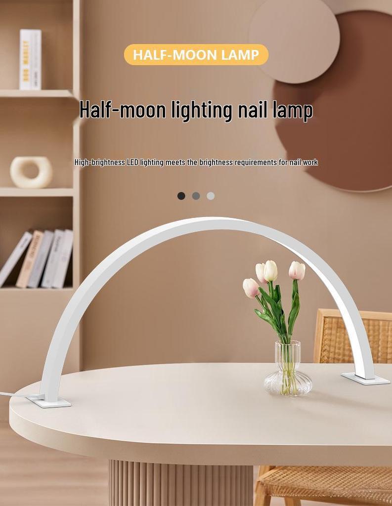 Half-Moon Shadowless Nail and Beauty Desk Lamp with Diamond Stand