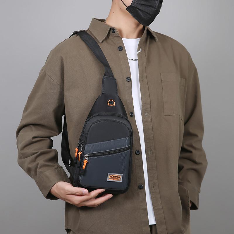 Bolsa Tiracolo de Nylon Estilosa para Homens – Peitoral Cruzada Multifuncional com Múltiplos Bolsos para Atividades ao Ar Livre