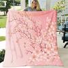 1pc [Soft Warm] 1pc Pink Cherry Blossom And Butterfly Print Flannel Blanket Soft Warm All-Season Throw Machine Washable Home, Office, Camping, Travel 