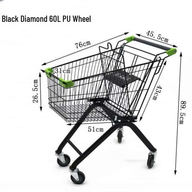 Jun Ding Ying Black Diamond 60L Household Shopping Cart with PU Wheels