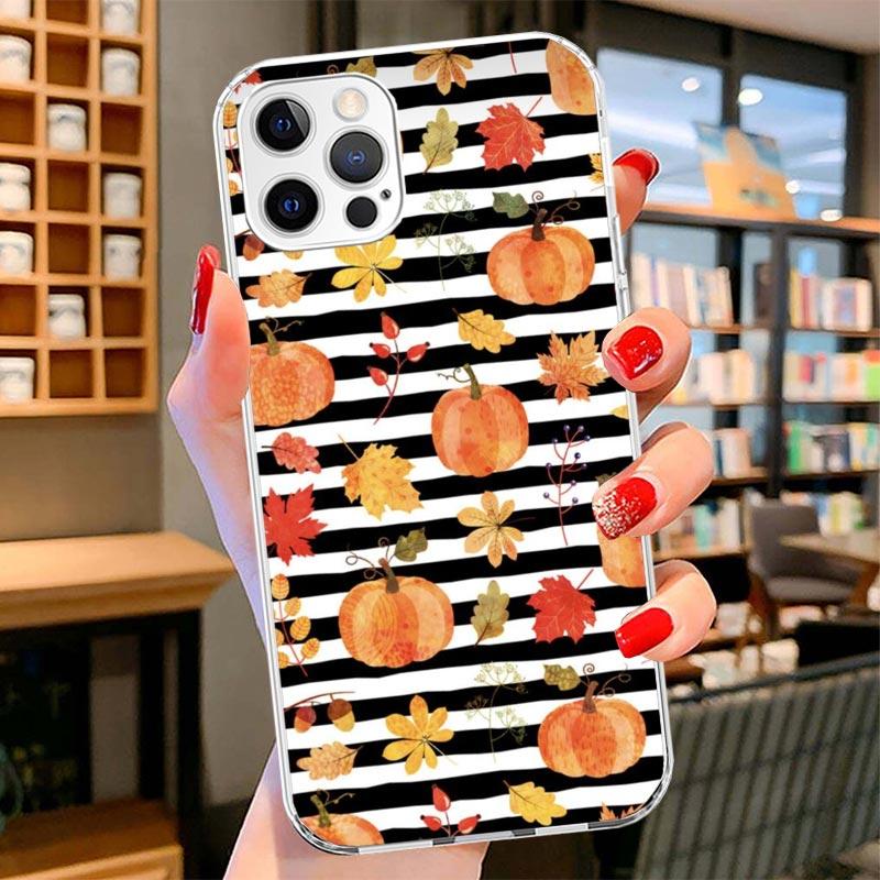 

Pumpkin Happy Fall Autumn Cover Phone Case For iPhone 16 17 Air 15 14 Pro Max 16E Phone Case 13 Mini 12 11 7 SE 8 Print Pattern iPhone 17 Air