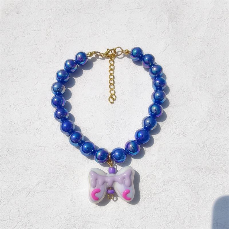 Handmade Colorful Beaded Pet Necklace Cute Flower Accessories Acrylic Cat & Dog Ornaments Princess Style Decorative Collar