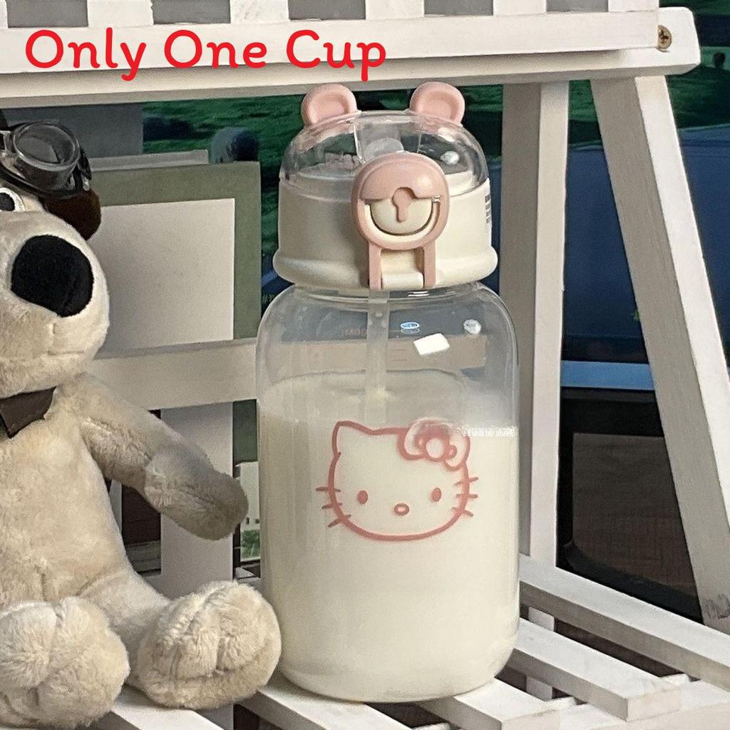 Cute Bear Plastic Water Cup With Straw For Summer And Office Use