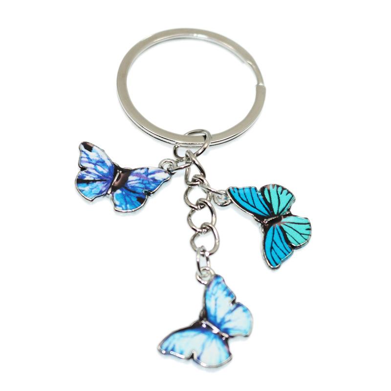 Cute Colorful Butterfly KeyChains Bag Charm Cell Phone Accessory Preppy Schoolbag Pendant Key Rings Christmas Xmas Jewelry Gifts