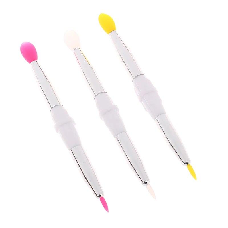 Double Headed Silicone Brush With Cover Lip Brush And Detail Brush Lip Balm Lipstick Lipgloss Applicator Eyeliner Eyebrow Brush