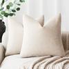 Pack of 2 Soft Textured Throw Pillow Covers Square Accent Solid Cushion Cover Cozy Farmhouse Pillow Case with Zippe for Couch
