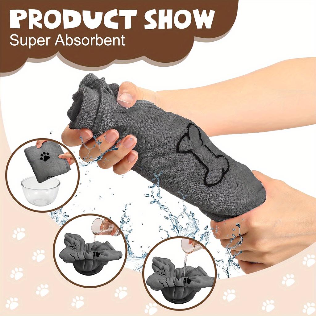1pc Serviette Microfibre Chien à Séchage Rapide Absorbant Produit de Bain pour Animaux Fibre Serviette de Bain à Séchage Rapide Chiffon d'Essuyage Voiture Fournitures pour Animaux