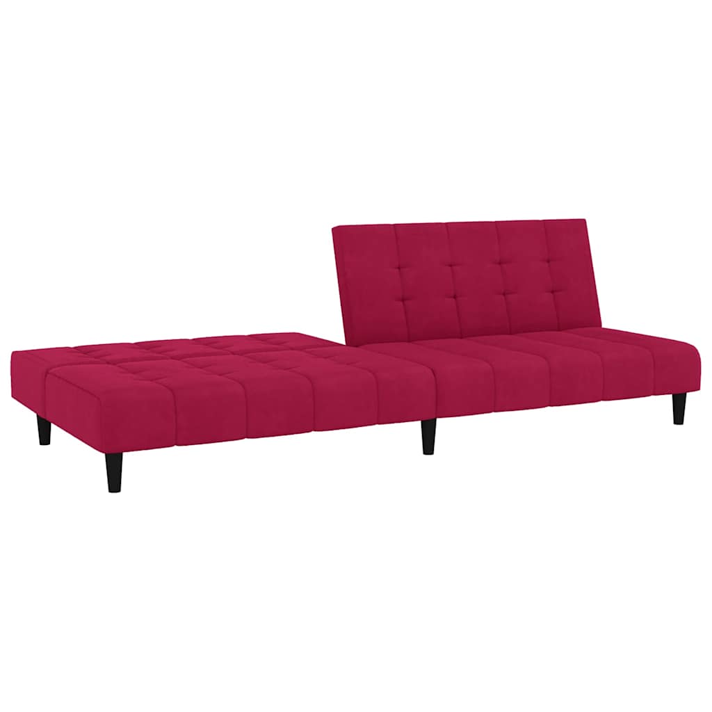 2 Seater Sleeper Sofa in Burgundy Velvet