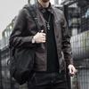 Autumn and winter new light business casual black leather jacket men's daily commuting soft leather velvet stand-up collar versatile men's leather