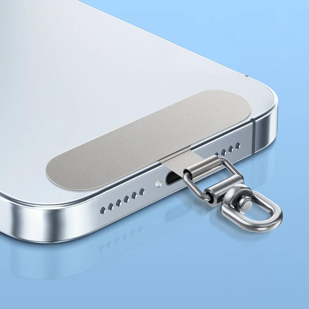 1-4 Stück Neues, verbessertes 360° drehbares Edelstahl-Handy-Sicherungsband Metall-Patch-Dichtung Handy-Lanyard Sicherheitsverbinderteil