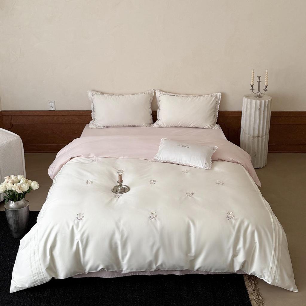 Noble French Romantic High-End Embroidered 100s Long-Staple Cotton Four-Piece Bedding Set