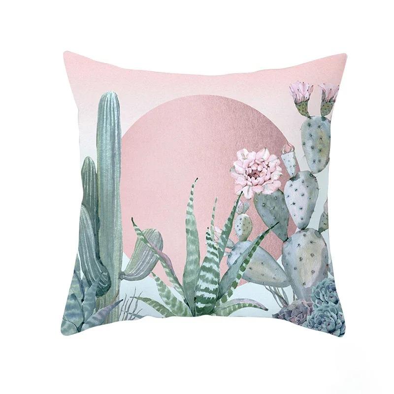 Exotic Plants And Floral Pattern Double-Sided Printed Pillow Cover Short Plush Suitable Living Room Bedrooms Throw Cushion Cover
