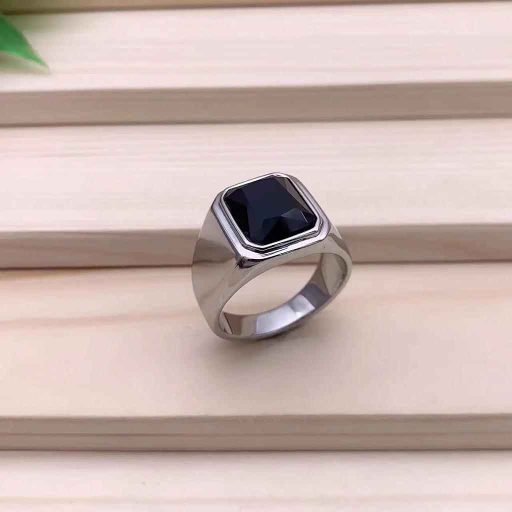 Men's High Quality 316LStainless Steel Multiple Gemstone Styles Onyx Rings