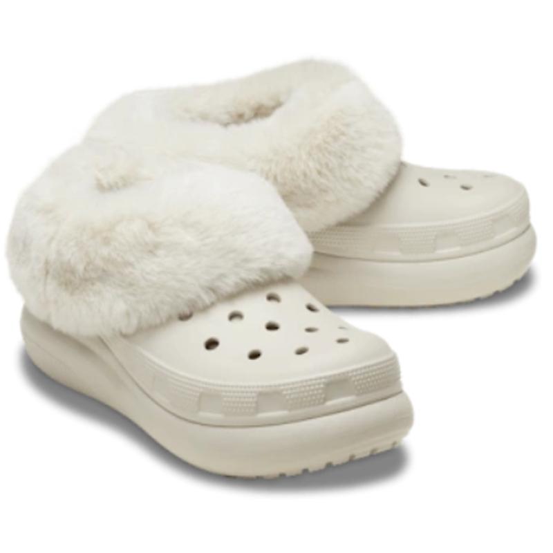 Crocs Furever Runde Zehenpartie Dicke Sohle Bequeme Warme Clogs Herrenschuhe Weiß 208446-0IK