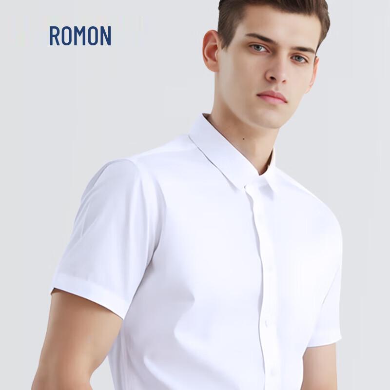 ROMON Men s CS72 Solid Color Short Sleeve Business Shirt 5XL