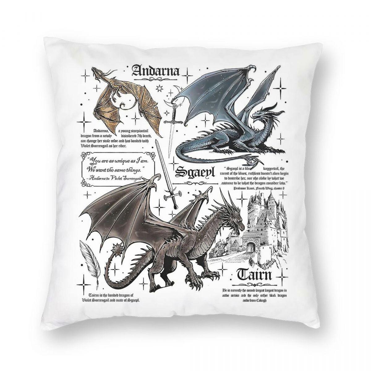 Empyrean Tairn Andarna Dragon Square Pillowcase Polyester Linen Velvet Creative Zip Decor Sofa Cushion Cover 30x30cm