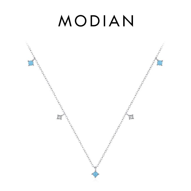 

Moidan, стерлинговое серебро 925 пробы, несколько бирюзовых звеньев, цепочка, ожерелье, штабелируемая модная подвеска для женщин, изящные ювелирные изделия серебряный