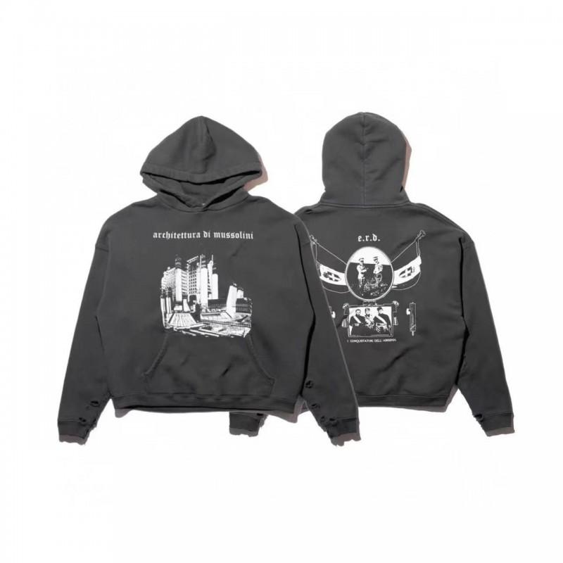 Mens Oversized Hooded Sweatshirt With Graphic Print Winter Streetwear Cotton Blend Pullover