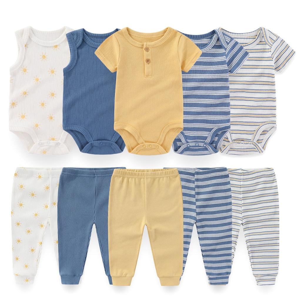 10PCS Newborn Clothing Set Short Sleeve Jumpsuit Infant Boy Girl Full Moon Gift Pack