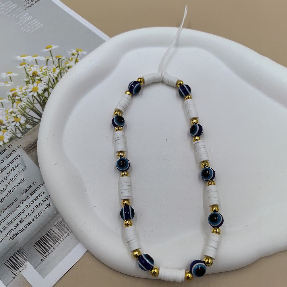 Colorful Polymer Clay Phone Chain Handmade Lanyard with Devil's Eye Charm