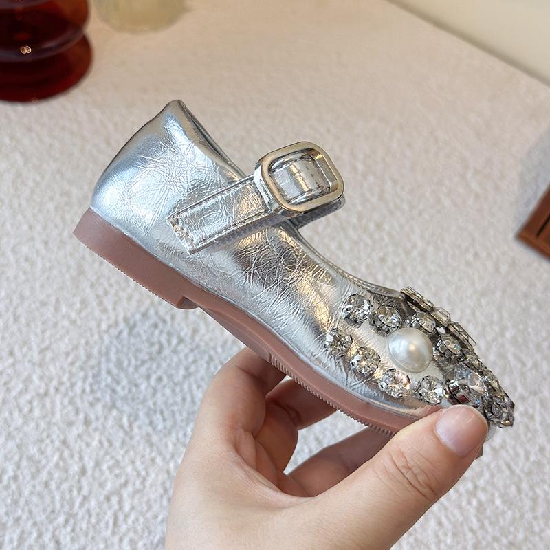 Autumn New Products Children Crystal Shoes Sparkle Rhinestone Bow Performance Shoes Princess Shoes