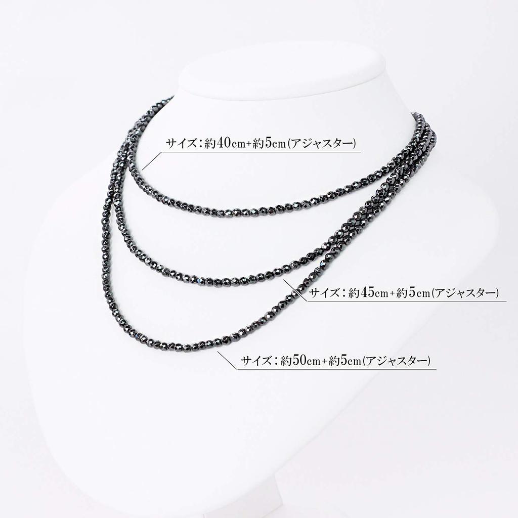 Hematite Magnetic Necklace for Stainless with String Tag [Barzaz] Women, Steel, 40cm, Black,