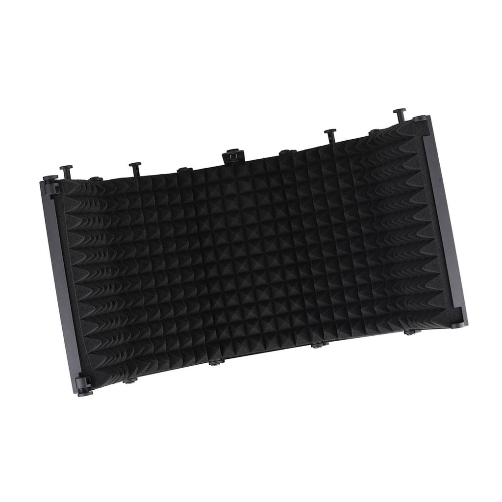 Microphone Isolation Screen Portable 5 Panel Foldable Mic Sound Absorbing Foam Reflector with Desktop Stand for Studio