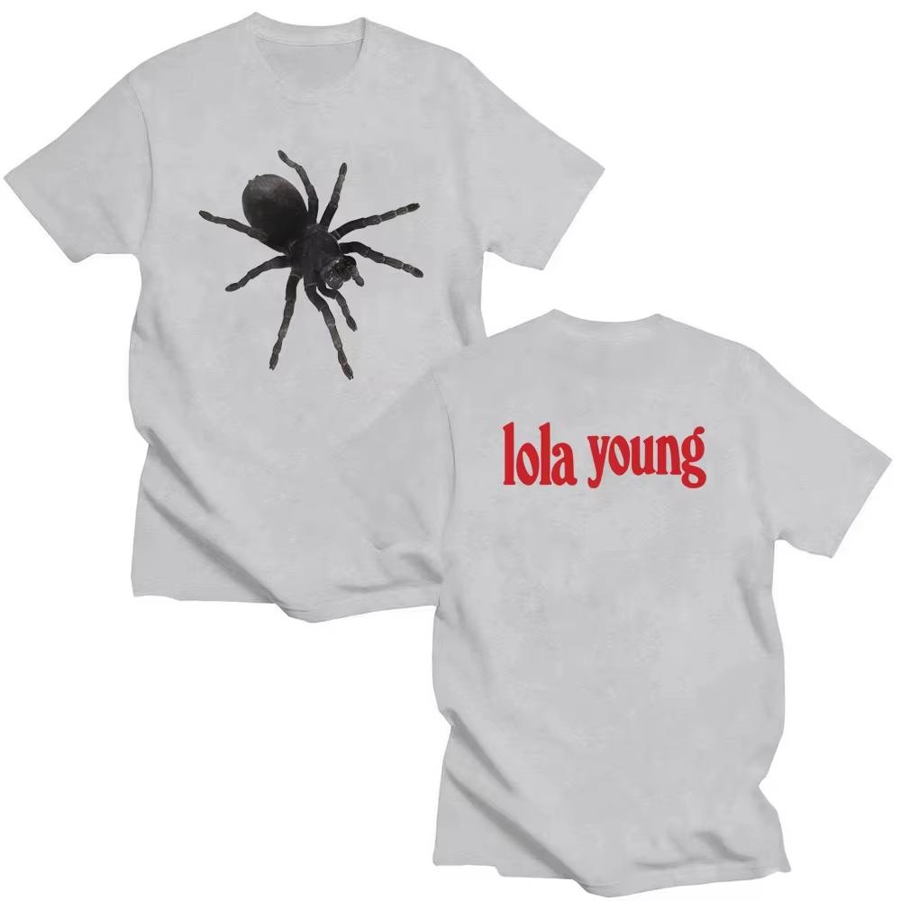 2026 High Quality Tops Lola Young Spiders T Shrit Fashion Short Sleeve Hip Hop Men Women Aesthetic Oversized Crewneck Tees