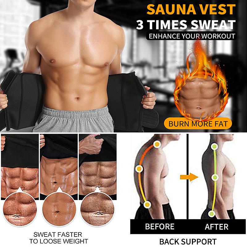 Mens Waist Trainer Corsets Fitness Trimmer Belt Slimming Body Shaper Weight Loss Sauna Sweat Girdle Workout Fat Burner Fajas