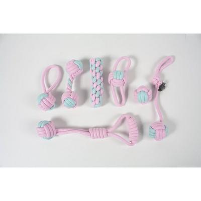 Dog Teeth Grinding Toy 7-piece Set, Tug Play, Ball Play, Separation Anxiety, Pink, 1 Set
