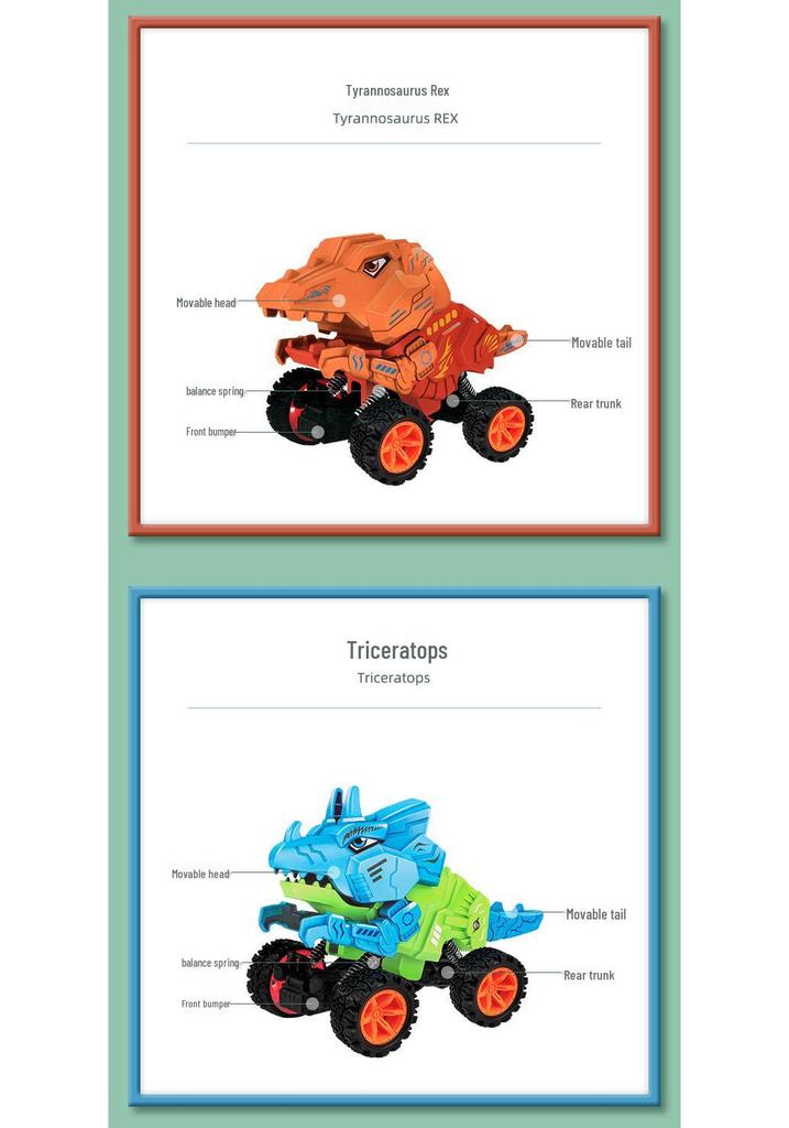 Dual Pull-back Inertia Tyrannosaurus Rex Off-road Toy Car - Shock-absorbing, Drop-resistant for Kids