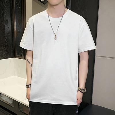 Plus Size Top Men 'S Solid Color Short Sleeve T -Shirt Fashion Men 'S Clothes Pure Cotton High Quality Half Sleeve T -Shirt Men 'S 50 -110kg 
