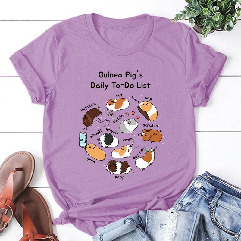 Móda Tričko s denním seznamem úkolů morčete pro muže a ženy Kreslené tričko Harajuku Streetwear Tričko Ležérní topy