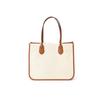 Michael Kors Heidi Color Block Striped Commuter Fashion Large Capacity Cotton Tote Bag Women Tote Brown Beige 30S2GH6T3C-299