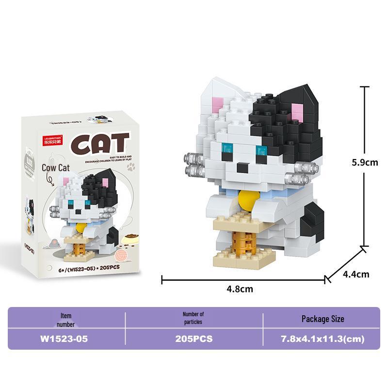 Lele Brothers Micro-Particle Building Blocks Orange Cat Model - Compatible with Lego Educational Toy for Kids