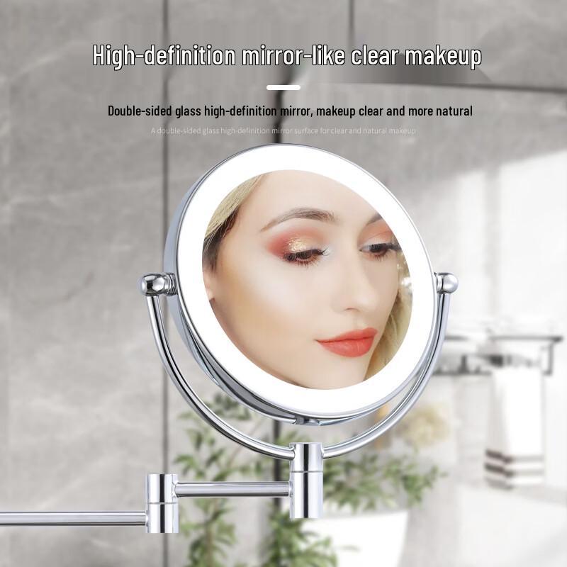 Oeny 5X Magnifying Wall-Mounted Folding Makeup Mirror with Light