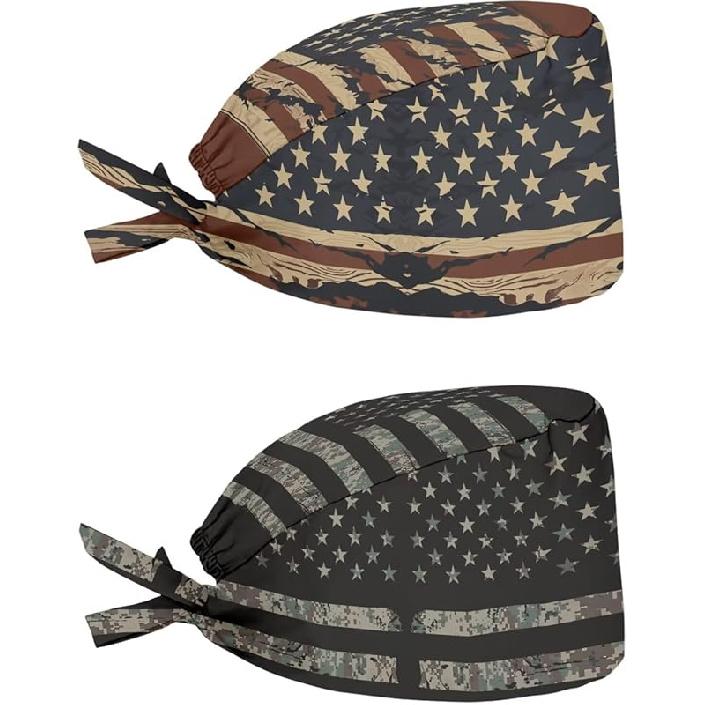 

Babrukda 2 шт. Шапочка-скруб с налобной повязкой, регулируемая завязка сзади, шапка-тюрбан, головной убор, шапочка для женщин и мужчин, рабочая шапочка One Size