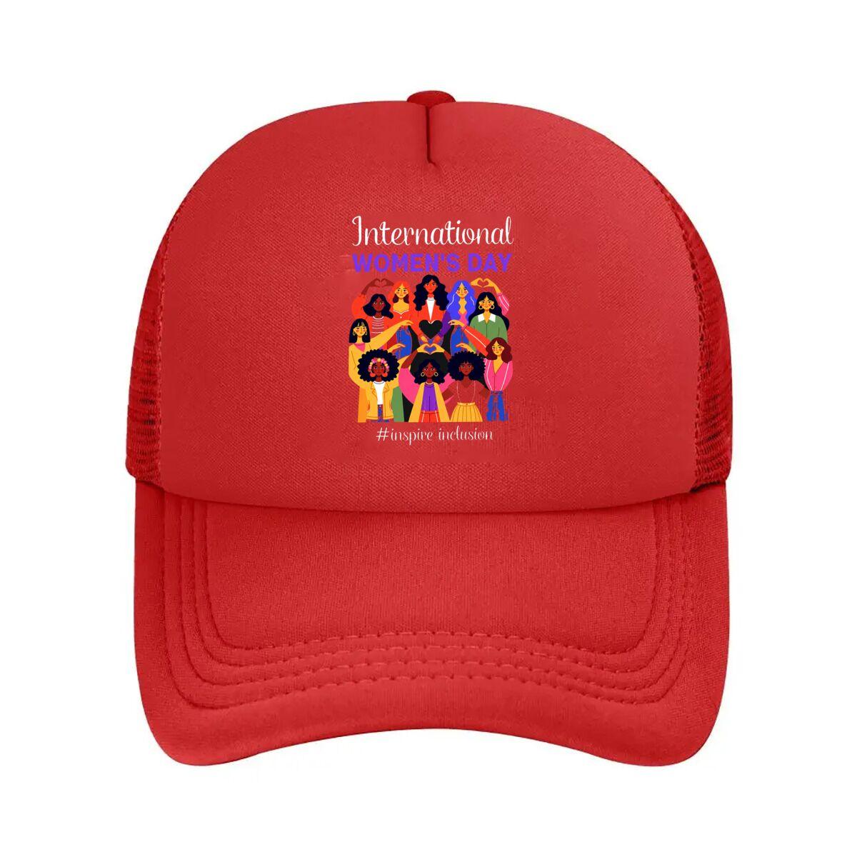 International Womens Day Inspire Inclusion Diverse Women Art Print  Mesh Baseball Cap Hip Hop Adjustable