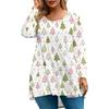 Women's Fashionable Casual Long Sleeved Plus Size  Print Top Plus Size Floral Print Top
