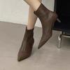 French Pointed Short Boots for Women 2025 Spring and Autumn New Low Heel Fashionable Soft Leather Versatile Bare Boots
