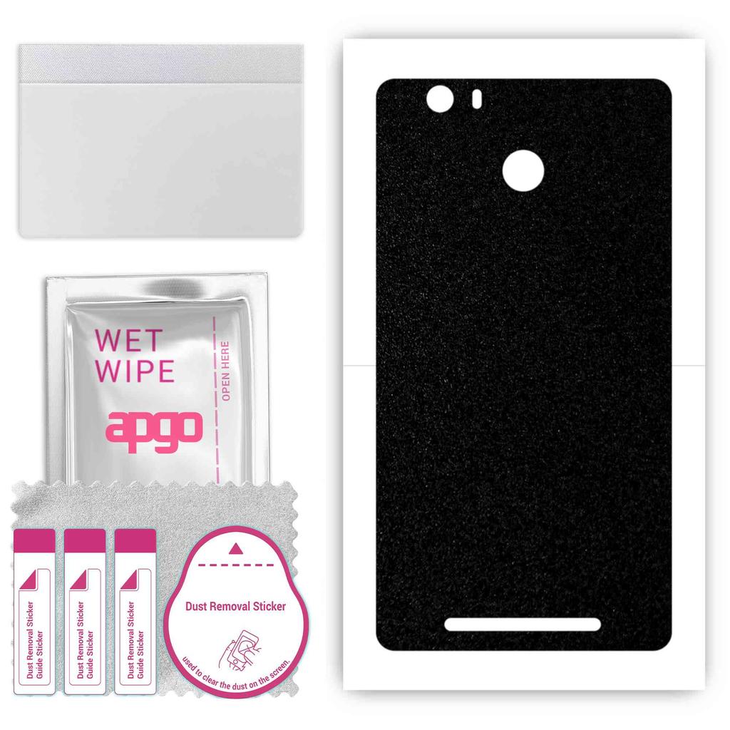 apgo Protective Skin Sticker for the back compatible with Kruger&Matz Flov 4 Plus, Wrap Film, Foil, Vinyl - Pattern Matte Black