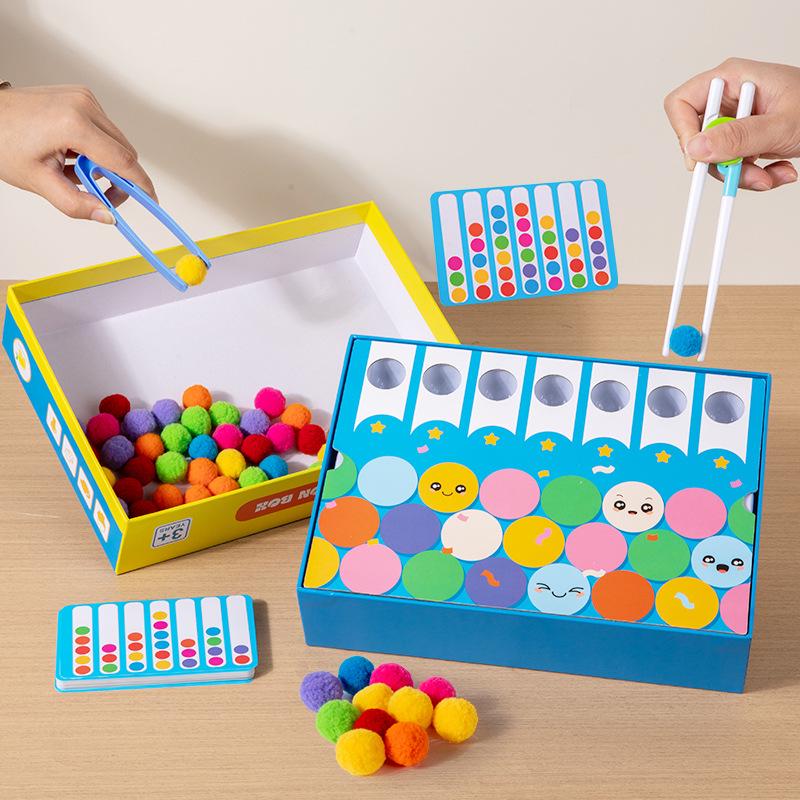 

Kids Pom-Pom Color Sorting Game: Enhance Fine Motor Skills for Early Education